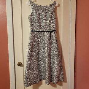 Liz Claiborne People & Umbrellas Novelty Print Dress 8 Black White